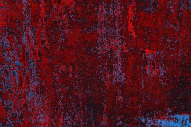 Kırmızı ve mavi renkli grungy duvar, desenli arka plan