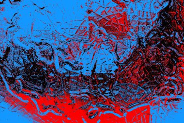 Kırmızı ve mavi renkli grungy duvar, desenli arka plan