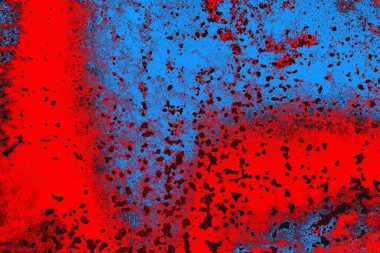 Kırmızı ve mavi renkli grungy duvar, desenli arka plan