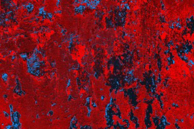 Kırmızı ve mavi renkli grungy duvar, desenli arka plan
