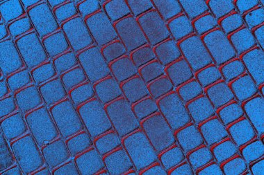 Kırmızı ve mavi renkli grungy duvar, desenli arka plan