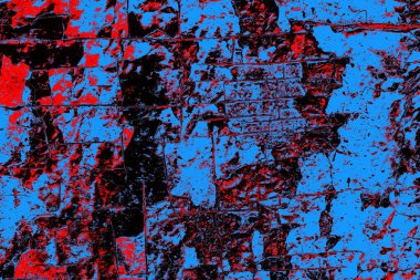 Kırmızı ve mavi renkli grungy duvar, desenli arka plan