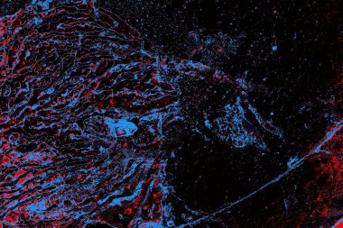 Kırmızı ve mavi renkli grungy duvar, desenli arka plan