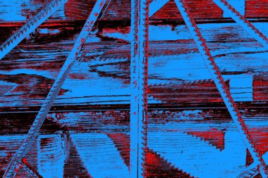 Kırmızı ve mavi renkli grungy duvar, desenli arka plan