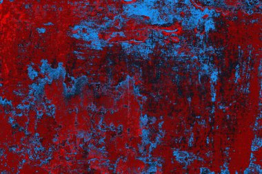 Kırmızı ve mavi renkli grungy duvar, desenli arka plan