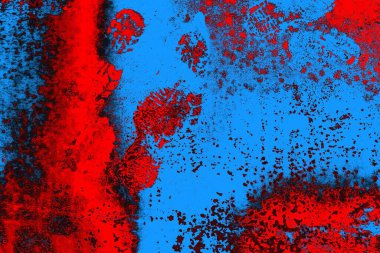 Kırmızı ve mavi renkli grungy duvar, desenli arka plan