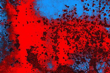Kırmızı ve mavi renkli grungy duvar, desenli arka plan