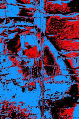 Kırmızı ve mavi renkli grungy duvar, desenli arka plan