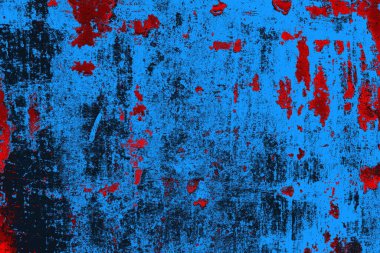 Kırmızı ve mavi renkli grungy duvar, desenli arka plan