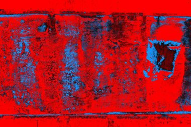 Kırmızı ve mavi renkli grungy duvar, desenli arka plan