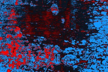 Kırmızı ve mavi renkli grungy duvar, desenli arka plan