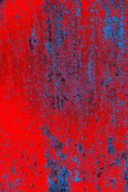 Kırmızı ve mavi renkli grungy duvar, desenli arka plan