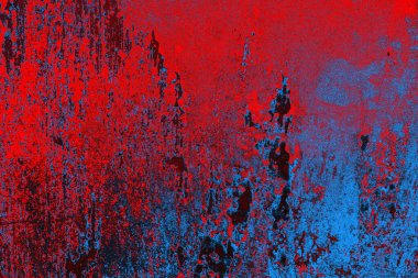 Kırmızı ve mavi renkli grungy duvar, desenli arka plan