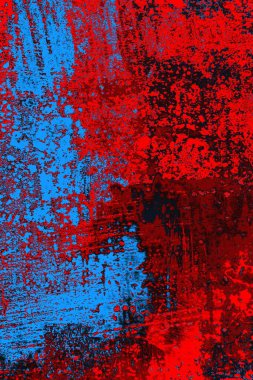 Kırmızı ve mavi renkli grungy duvar, desenli arka plan