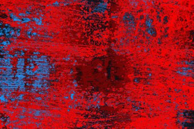 Kırmızı ve mavi renkli grungy duvar, desenli arka plan