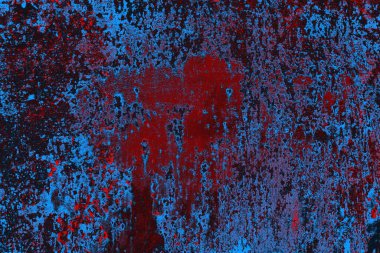 Kırmızı ve mavi renkli grungy duvar, desenli arka plan