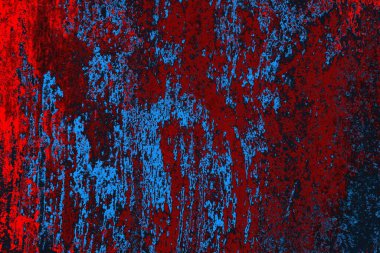 Kırmızı ve mavi renkli grungy duvar, desenli arka plan