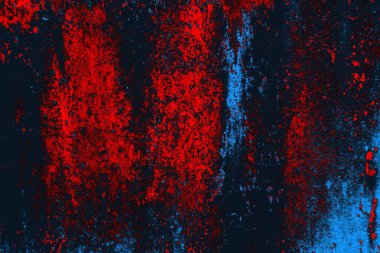 Kırmızı ve mavi renkli grungy duvar, desenli arka plan