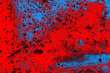 Kırmızı ve mavi renkli grungy duvar, desenli arka plan