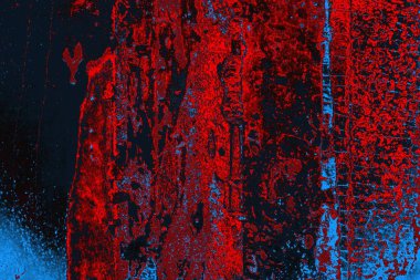 Kırmızı ve mavi renkli grungy duvar, desenli arka plan