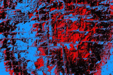 Kırmızı ve mavi renkli grungy duvar, desenli arka plan