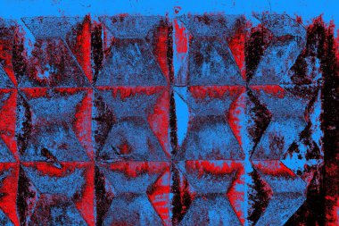 Kırmızı ve mavi renkli grungy duvar, desenli arka plan