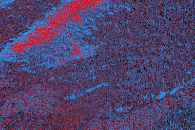 Kırmızı ve mavi renkli grungy duvar, desenli arka plan