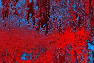Kırmızı ve mavi renkli grungy duvar, desenli arka plan