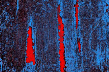 Kırmızı ve mavi renkli grungy duvar, desenli arka plan