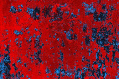 Kırmızı ve mavi renkli grungy duvar, desenli arka plan