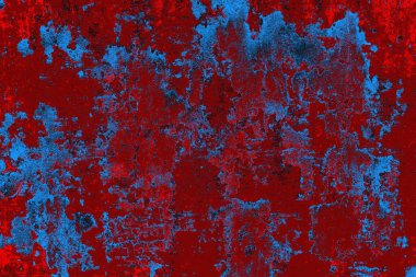 Kırmızı ve mavi renkli grungy duvar, desenli arka plan