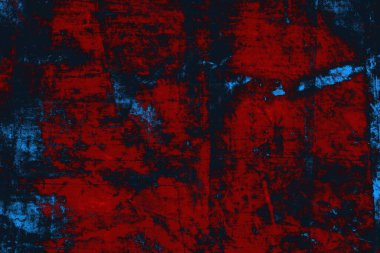 Kırmızı ve mavi renkli grungy duvar, desenli arka plan