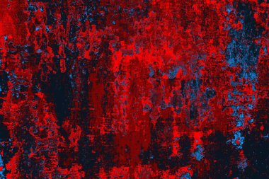 Kırmızı ve mavi renkli grungy duvar, desenli arka plan