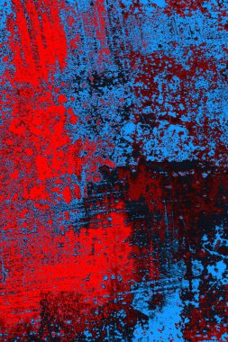 Kırmızı ve mavi renkli grungy duvar, desenli arka plan