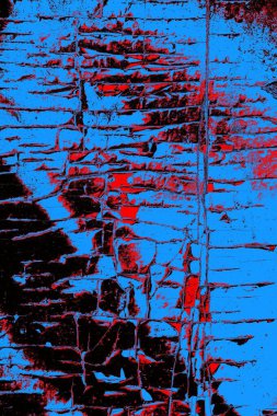 Kırmızı ve mavi renkli grungy duvar, desenli arka plan