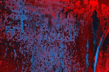 Kırmızı ve mavi renkli grungy duvar, desenli arka plan