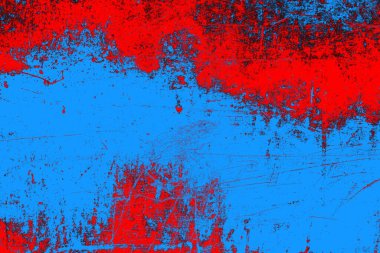 Kırmızı ve mavi renkli grungy duvar, desenli arka plan