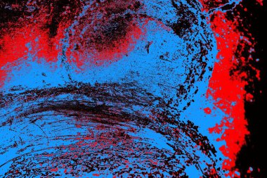 Kırmızı ve mavi renkli grungy duvar, desenli arka plan