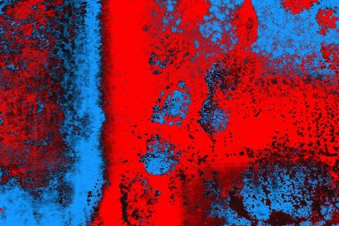 Kırmızı ve mavi renkli grungy duvar, desenli arka plan