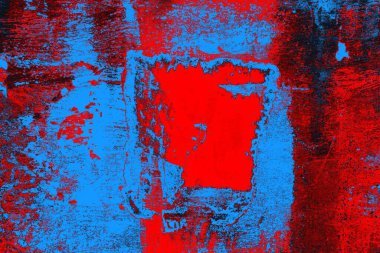 Kırmızı ve mavi renkli grungy duvar, desenli arka plan