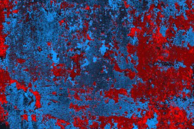 Kırmızı ve mavi renkli grungy duvar, desenli arka plan