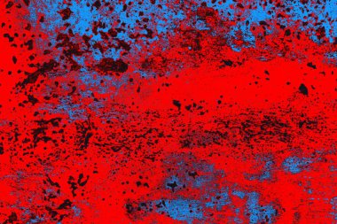 Kırmızı ve mavi renkli grungy duvar, desenli arka plan