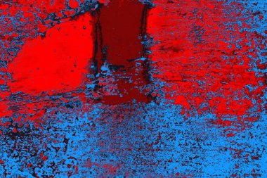 Kırmızı ve mavi renkli grungy duvar, desenli arka plan