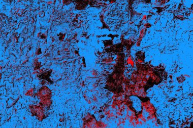 Kırmızı ve mavi renkli grungy duvar, desenli arka plan