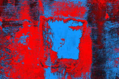 Kırmızı ve mavi renkli grungy duvar, desenli arka plan