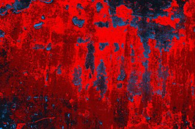 Kırmızı ve mavi renkli grungy duvar, desenli arka plan