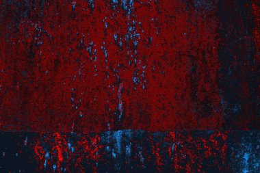 Kırmızı ve mavi renkli grungy duvar, desenli arka plan