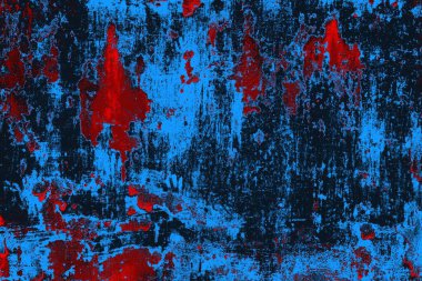 Kırmızı ve mavi renkli grungy duvar, desenli arka plan