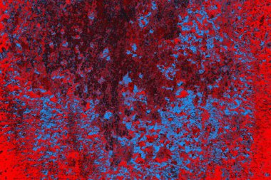 Kırmızı ve mavi renkli grungy duvar, desenli arka plan