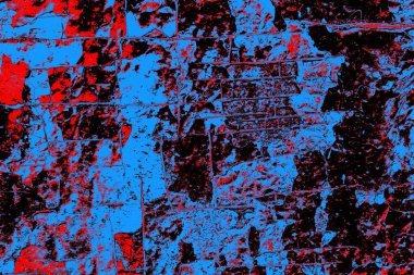 Kırmızı ve mavi renkli grungy duvar, desenli arka plan